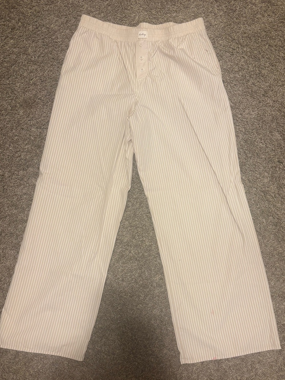 Women’s Light Striped Joggers - White & Tan